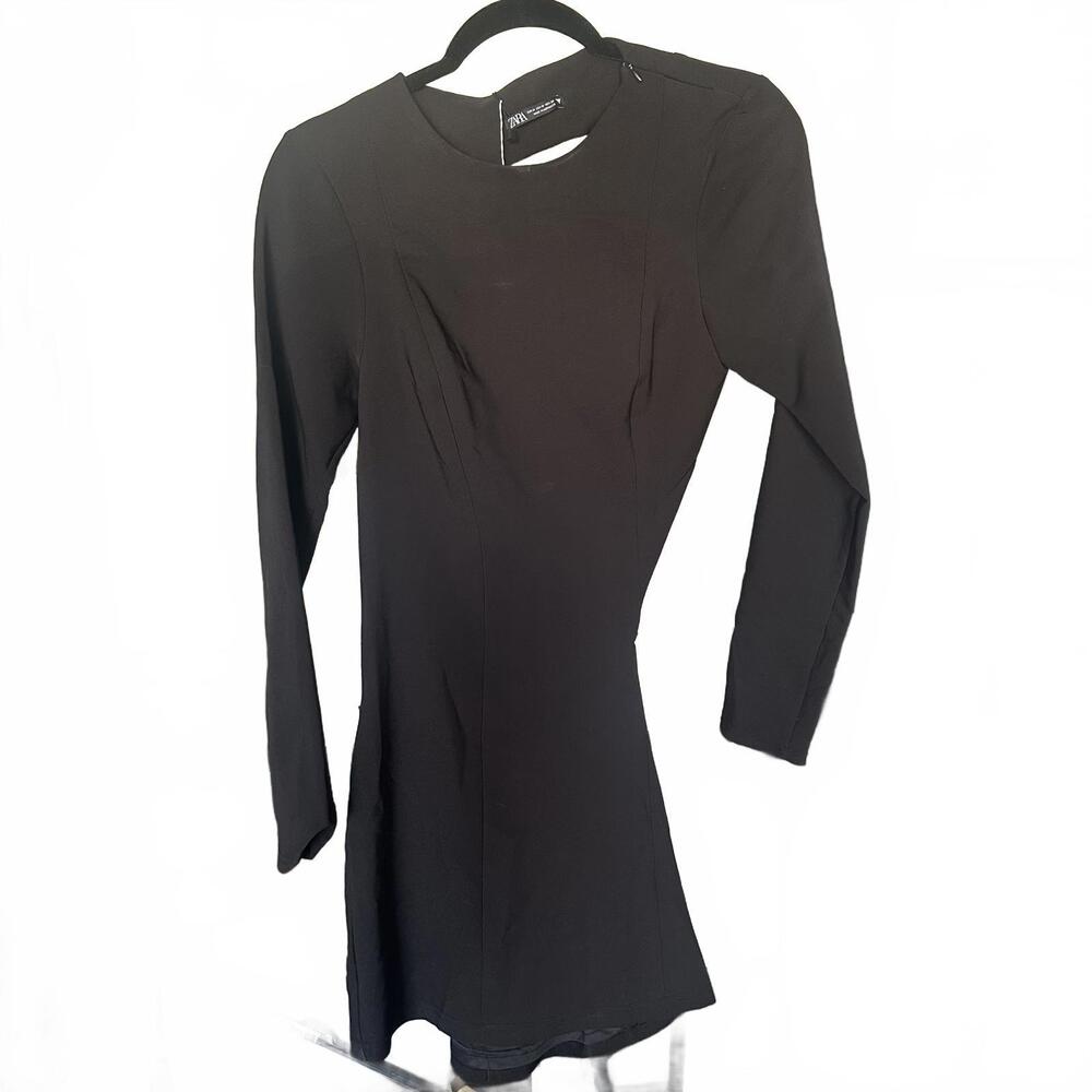 Zara NWT Black Long Sleeve Dress with Unique Back Detail
